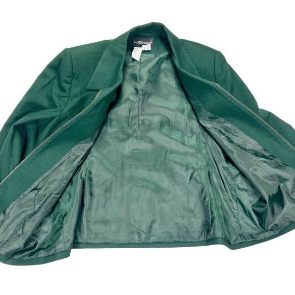 Sag Harbor Front Zip Blazer Womens Sz 18 Green Wool Classic Preppy Career Jacket - Picture 6 of 16